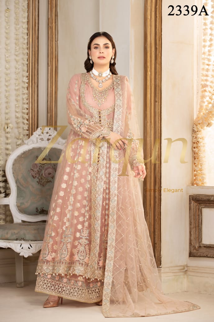Embroidered Organza Double Maxi with Embellishments